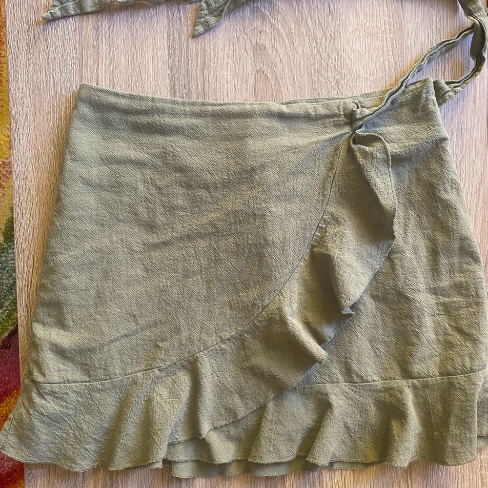 olive green mini skirt